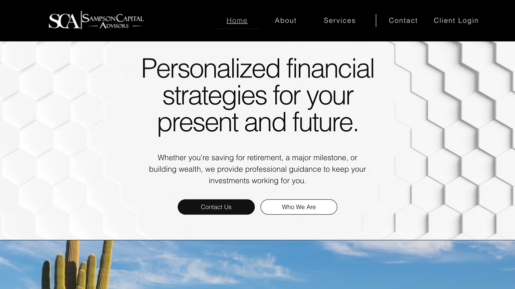 Sampson Capital Advisors: A clean, modern, and compliance-conscious website built for a fiduciary wealth management firm. This project included a full redesign with mobile optimization, SEO integration, customized service pages, and a branded blog-style announcements section. Designed to reflect trust, professionalism, and clarity for both new and existing clients.