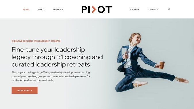 Pivot Leadership: Nancy Beer, an executive leadership coach and founder of Pivot, partnered with me to redesign and elevate her brand’s online presence. The project included a full website overhaul, enhanced SEO strategy, refined copy, and new page layouts to support her evolving offerings, including 1:1 coaching, retreats, and leadership resources. We also launched a dedicated retreat page for her 2026 France leadership experience, featuring new AI-enhanced photography and a custom image gallery. The result is a polished, professional website that aligns with Nancy’s mission to support senior-level leaders through transformative coaching and immersive learning.