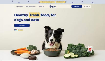 Pawy: Fully custom build Swiss fresh pet food service with over 1600+ active subscription. Has an extensive backend and custom pages for production, and customer service. 