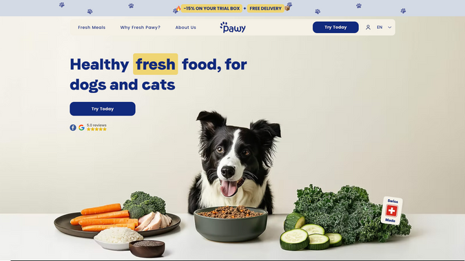Pawy: Fully custom build Swiss fresh pet food service with over 1600+ active subscription. Has an extensive backend and custom pages for production, and customer service. 