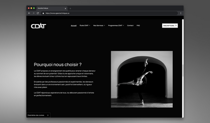 CDAT: Complexe de Danse Apex Technique is a warm and professional dance school in Québec. 

The site presents two clear paths, Leisure and Competitive, so every dancer can find the right fit. The homepage explains what the school offers, how the programs work, who teaches, and what to do next.

 Key sections such as Programs, Services, Team, FAQ, and Contact are easy to find, and Registration is only one click away. The content focuses on what parents and dancers care about most, structure, progression, and a supportive environment. 

The layout is clean, mobile friendly, and written in plain language that builds trust from the first visit. The result is a site that guides families smoothly from curious to ready to register.

----------------------------------------
VERSION FR : 

Le Complexe de Danse Apex Technique est une école de danse accueillante et professionnelle à Québec. 

Le site présente deux parcours clairs, Loisir et Compétitif, pour que chaque danseur trouve la bonne place. 

La page d’accueil explique ce que l’école offre, le fonctionnement des programmes, qui enseigne, et quoi faire ensuite. 

Les sections clés comme Programmes, Services, Équipe, FAQ et Contact sont faciles à repérer, et l’inscription se fait rapidement.

 Le contenu met l’accent sur ce qui compte pour les parents et les élèves, un cadre structuré, une progression claire et une ambiance bienveillante. Le design est épuré, adapté au mobile et rédigé dans un langage simple qui inspire confiance dès la première visite.

 Le résultat est un parcours qui amène naturellement les familles de la découverte à l’inscription.