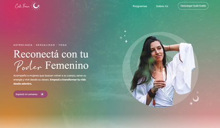 Celi Fran: Rediseñoo del sitio web de Celi Fran, guía en astrología, sexualidad y ciclicidad femenina. El proyecto fue creado con un enfoque intuitivo, visual y emocional, destacando sus programas. Se priorizó la experiencia del usuario con navegación clara, secciones visuales y un diseño conectado a la naturaleza y lo femenino.