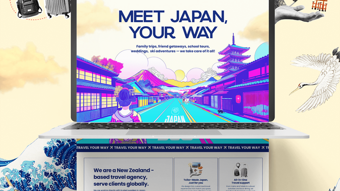 JAPAN360: Japan360 is a New Zealand-based travel agency offering custom trips to Japan. Designed by w Wix Web Designer Ayaka Fuji, the website blends traditional Japanese aesthetics with modern, pop-inspired web design using Wix Studio.