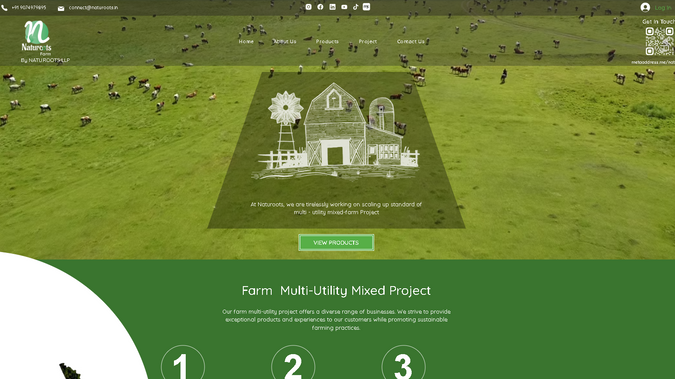 Naturoots: A farm multi-utility project website. Custom design elements, Database, Logo are included in this project