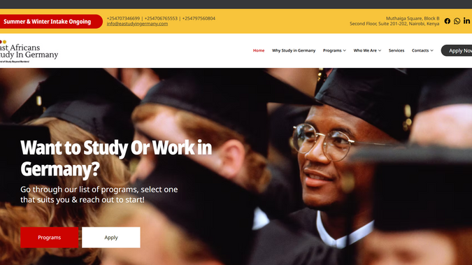 East Africa Study in Germany: Website redesign