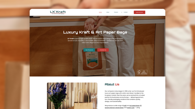 LX Kraft: This project covers the design and development of a website built on Wix Studio.