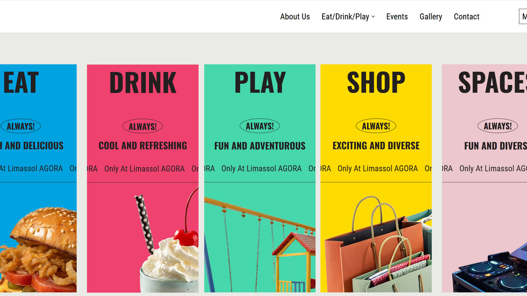 Agora: Development of the Limassol Agora website with a custom design showcasing vendors, events, food halls, and visitor information. Built with responsive layouts and a content structure that supports regular updates.