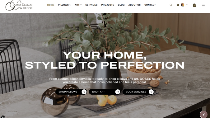 DOSES Design & Decor: We conducted photography, videography, and product photography for this rebrand. This website includes booking and e-commerce capabilities.