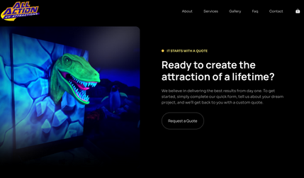 UV Attractions: Immersive Entertainment Website: UV Attractions: Immersive Entertainment Website
Illustrated Domain reimagined UV Attractions’ online presence into a bold, conversion-focused showcase for blacklight mini golf, laser tag, and custom themed builds. Built in Wix Studio, the site pairs high-impact visuals with clear storytelling—galleries for recent installations, service pages tailored to Mini Golf and Laser Tag, and persuasive CTAs that guide prospects toward scoping and quotes. We supplied sitewide copy (About, Services, FAQs/Process, Legal) and structured content to highlight craftsmanship, reliability, and the brand’s 20+ years of experience.

Built for leads, speed, and easy updates
To simplify sales, we designed quote workflows and pricing forms (with conditional logic and printable summaries), plus a “Team Access” intake route for faster collaboration. The layout is video-ready across hero and section blocks, optimized for desktop and mobile, and backed by organized galleries and contact forms. We prepared launch assets, trained the client team, and left a scalable foundation that makes adding new projects, media, and upsell options straightforward.

Services Provided:
Website Strategy & UX • Custom Wix Studio Design & Build • Sitewide Copywriting (About, Services, FAQs/Process, Legal) • Quote & Pricing Forms (conditional logic, PDF output) • Galleries & Media-ready Sections (video support) • Responsive & Performance QA • Contact & Intake Forms with Conditional Logic • Information Architecture & CTAs • Launch Readiness & Client Training • Optional Offline Shop Setup & SEO Baseline