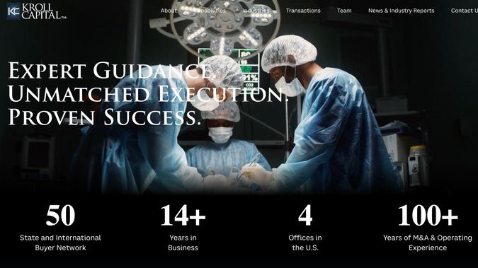 Kroll Capital: Finance Website Redesign + SEO Implementation: Kroll Capital: Corporate Finance Website Redesign + SEO Implementation

Illustrated Domain rebuilt Kroll Capital’s digital presence in Wix Studio, delivering a polished, institutional-grade website spanning more than 60 pages. Designed for clarity and credibility, the new site serves investors, founders, and partners with intuitive navigation, dynamic content structure, and seamless data integration. The platform’s foundation was built using custom Velo code and a structured CMS architecture.

Behind the scenes, our team developed custom-coded logic for form validation, data capture, and tombstone management within Wix CMS collections—enabling the client to easily update content while maintaining design precision. Post-launch, we executed a full on-site SEO and analytics setup, connecting GA4 + Tag Manager, verifying Search Console, and re-indexing the sitemap for optimal discoverability. The result is a refined, data-driven platform that strengthens Kroll Capital’s digital authority and supports ongoing deal visibility.

Services Provided:
Website Strategy & Information Architecture • Complete Wix Studio Design & Build (60+ pages) • Custom Velo Code Development • CMS Architecture & Data Relationships • Transactions/Tombstones Library • Industries Pages with Gated Report Downloads (work-email filtering) • Automated Data Capture & Validation Logic • Copy QA & Content Structuring • Mobile Optimization • On-Site SEO (meta titles/descriptions, robots.txt, sitemap submit, GSC verification) • Analytics Setup (GA4 + GTM) • Domain & Plan Upgrade/Transfer • Launch Management • Team Training & Ongoing Support