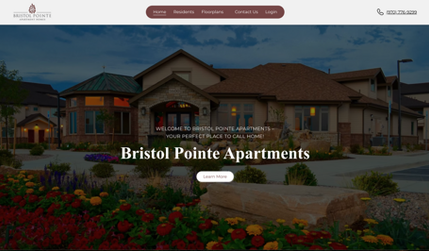 Bristol Pointe Apartments LLC: The Bristol Pointe Apartments website is built to showcase the community while also supporting property management goals. Future residents can explore spacious studio, 1-, 2-, and 3-bedroom floor plans, modern apartment features, and amenities like the pool, fitness center, playground, picnic areas with grills, business center, and media room.

The site makes it easy to navigate floor plans, amenities, neighborhood details, policies, and contact information, with simple calls-to-action for scheduling tours and applying online. Residents benefit from an online portal for maintenance requests, updates, and newsletters, keeping the community connected.

In addition to highlighting the property, we provide property management website solutions and reputation management tools, ensuring the community not only looks great online but also maintains a strong, positive presence. Built with Wix Studio!