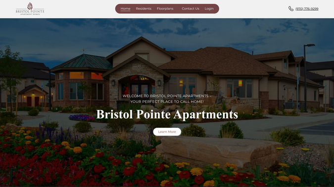 Bristol Pointe Apartments LLC: The Bristol Pointe Apartments website is built to showcase the community while also supporting property management goals. Future residents can explore spacious studio, 1-, 2-, and 3-bedroom floor plans, modern apartment features, and amenities like the pool, fitness center, playground, picnic areas with grills, business center, and media room.

The site makes it easy to navigate floor plans, amenities, neighborhood details, policies, and contact information, with simple calls-to-action for scheduling tours and applying online. Residents benefit from an online portal for maintenance requests, updates, and newsletters, keeping the community connected.

In addition to highlighting the property, we provide property management website solutions and reputation management tools, ensuring the community not only looks great online but also maintains a strong, positive presence. Built with Wix Studio!