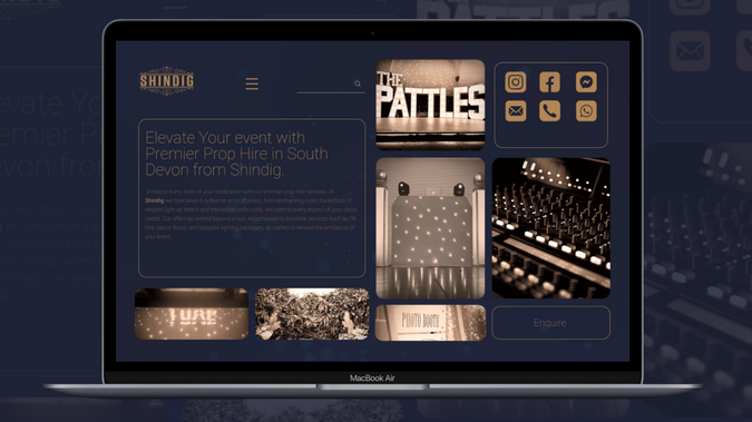 Shindig South West: Bespoke web design for a events prop hire company based in South Devon, England. Two way colour theme. 

We used a grid based approach to create the site navigation for this website taking inspiration from the appearance of an iPhone app layout. We wanted the user to instantly feel at home when they landed on the site. 

Each of the project pages uses bold design techniques to keep the users attention when exploring the site and services available. 

Fully optimised to look slick and  professional on all devices. 
