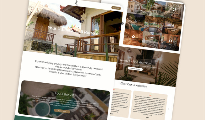 Layla Cabana Villa: A fantastic and stuning Villa website for a magically Bali paradise villa.
We did all design, concept, styling, implementation and setup external booking for this beautiful place