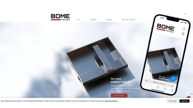 BOME Technics AG: Stylische Webseite mit Shop 
