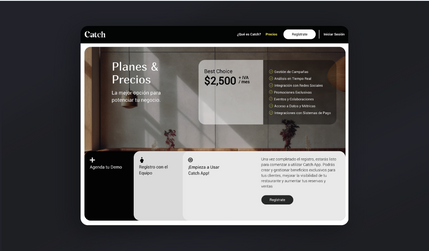 Catch App: One pager para app de estilo de vida | México