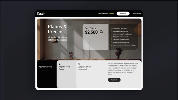 Catch App: One pager para app de estilo de vida | México