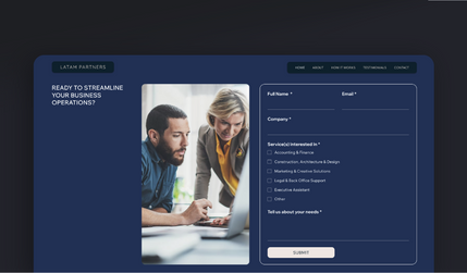 Latam Partners: Sitio web corporativo para compañía de talento humano offshore | México