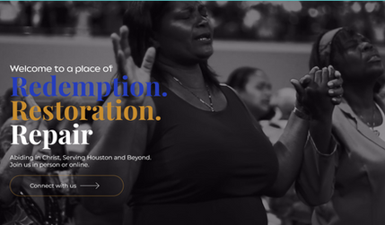 Abiding Missionary Baptist Church: This quick studio website was created in 72 business hours for a church in Houston, Texas. Its first phase included general information about the church, its ministries and leadership; custom forms to contact them, reach out for prayer, and list their business in an online business directory. The site included a few dynamic transitions and movements, with splashes of color throughout.
