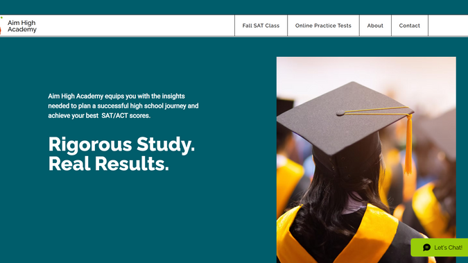 Aim High Academy: Site redesign, custom graphics, eCommerce set up, Events set up, Automations