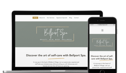 Bellport Spa: Bellport Spa sought to elevate its online presence to better align with its luxurious brand and serene atmosphere. To achieve this, we carefully selected a font pairing that balanced sophistication and modernity, using a script font for elegance and a clean sans-serif for a contemporary touch. The color palette featured calming hues of musky green, light beige cream, and hints of gold to evoke a sense of tranquility and luxury. Subtle gold lines were incorporated throughout the design to enhance the site's premium feel, creating a cohesive and upscale aesthetic that mirrors the spa's physical environment.
​
The result was a beautifully crafted website that authentically captured the spa's ambiance, driving higher engagement and inquiries from potential clients. By improving the user experience with an intuitive layout and visually appealing elements, the site saw a notable increase in conversion rates. Bellport Spa's new website now stands as a true reflection of its dedication to luxury and excellence, offering visitors an inviting and captivating platform to explore their services.