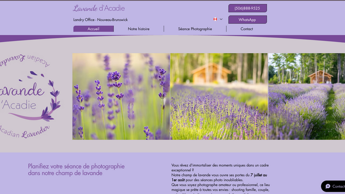 Lavande d'Acadie: Site réalisé avec Wix Studio