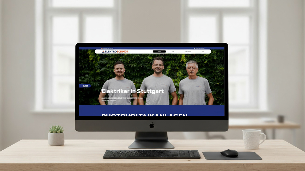 Elektro Schmidt: Moderne Elektriker benötigen eine moderne Website! Et voila - wir präsentieren mit Stolz die Website der Schmidt GmbH Elektroinstallation aus Fellbach! 