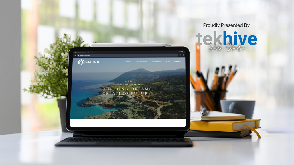GLIRON Development: TekHive partnered with GLIRON Developments, a premier Cyprus-based real estate developer focused on innovative, sustainable urban living, to deliver a full web design and web development project. We created a modern, responsive website that highlights their premium property offerings such as Maple Residences—studio, one-bedroom (Class A, B, Superior), and spacious urban apartments—while emphasizing exclusive amenities like verandas, rooftop gardens, parking, photovoltaic panels, and storage rooms 
GLIRON DEVELOPMENTS
. The site also showcases GLIRON’s vision of blending high-quality craftsmanship with sustainable development to build communities that align with modern urban lifestyles 
GLIRON DEVELOPMENTS
. With intuitive navigation, well-structured project details, and polished presentation, the website effectively communicates both lifestyle promise and investment potential. Proudly built by TekHive, this project demonstrates how strategic design and development can bring a developer’s mission and offerings to life through an engaging, professional digital experience.