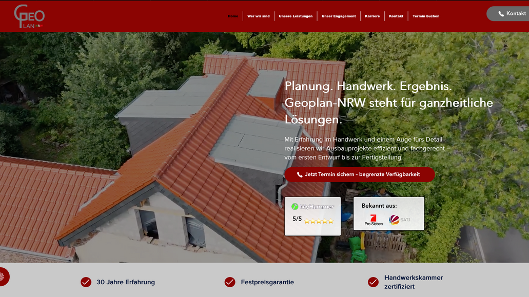 GeoPlan: Für GeoPlan haben wir eine strukturierte und professionelle Website entwickelt, die das Unternehmen als kompetenten Partner im Bereich Planung und Bau präsentiert. Das Projekt beinhaltete die Gestaltung eines klaren Layouts, das die vielfältigen Leistungen übersichtlich darstellt und den Nutzern eine intuitive Navigation ermöglicht.
Besonders wichtig war dabei eine seriöse und sachliche Darstellung, die Vertrauen schafft und die Expertise von GeoPlan hervorhebt. Durch eine moderne technische Umsetzung und ein responsives Design ist die Website optimal auf allen Endgeräten nutzbar.