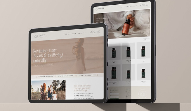 Radiate Vitality: Ecommerce and services website. Also rebranding services were additional in this project to create a refreshed modern look and feel for this business.