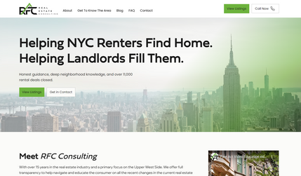 RFC Consulting: Created a brand guide and custom Wix Studio website to accompany the launch of the company, which is a premier apartment rental agency in New York City.