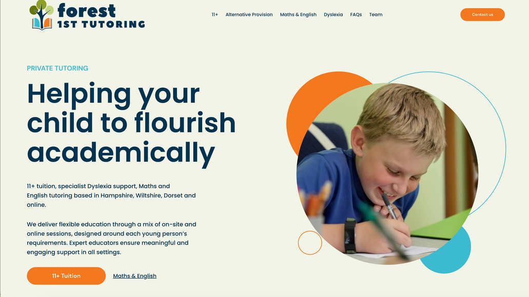 Forest 1st Tutoring: Multipage website, logo and branding