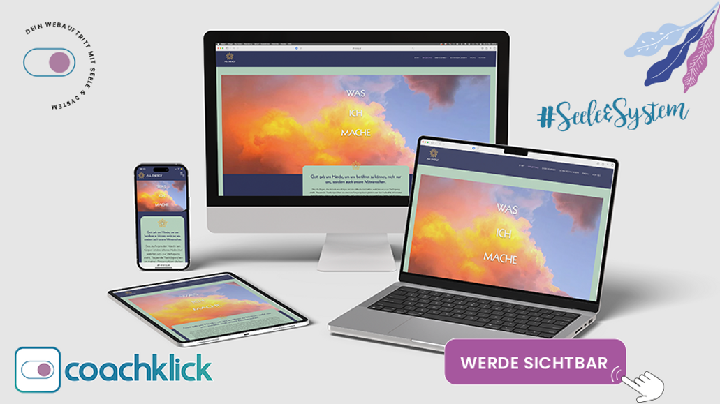 All Energy: Redesign, Branding und Migration zu Wix

Für ALL ENERGY habe ich einen vollständigen Relaunch umgesetzt, inklusive neuem Branding und der Migration auf Wix. Die alte Website war technisch eingeschränkt, unstrukturiert und konnte das professionelle Angebot von ALL ENERGY nicht transportieren. Der neue Auftritt sollte modern, klar und stimmig wirken und gleichzeitig Vertrauen schaffen.

Mein Ansatz

ALL ENERGY steht für humanenergetische Arbeit, Klarheit und eine sanfte, aber kraftvolle Begleitung. Ich wollte, dass der neue Webauftritt genau diese Werte sichtbar macht. Professionell, zugänglich und mit einem Design, das Ruhe vermittelt und Orientierung bietet.

Was ich umgesetzt habe

1. Redesign der Website
Ich habe das Layout neu aufgebaut. Inhalte wurden klarer, strukturierter und übersichtlicher präsentiert. Der Fokus lag darauf, Besucherinnen und Besucher sicher durch die Seite zu führen und das Angebot verständlich zu machen.

2. Branding und visuelle Identität
Ich habe die Gestaltung verfeinert und ein stimmiges, wiedererkennbares Erscheinungsbild entwickelt. Farben, Formen und Bildsprache unterstützen jetzt die Positionierung von ALL ENERGY.

3. Technische Migration zu Wix
Ich habe die gesamte Seite sauber auf Wix übertragen und dort neu aufgebaut. Die Seite ist jetzt pflegeleicht, stabil und flexibel erweiterbar.

4. Optimierung der Nutzerführung
Die Menüführung und Seitenstruktur wurden so überarbeitet, dass Interessierte schnell finden, was sie suchen, und leichter Kontakt aufnehmen.

Das Ergebnis

Die neue Website wirkt hochwertig, klar und beruhigend. Sie zeigt die Qualität der Arbeit von ALL ENERGY, schafft Vertrauen und gibt Besucherinnen und Besuchern ein Gefühl von Orientierung und Sicherheit. Der Auftritt passt nun zu den Werten des Unternehmens und unterstützt sowohl Sichtbarkeit als auch professionelle Außenwirkung.
