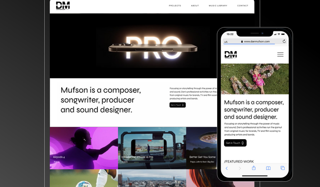 Dan Mufson: Portfolio Website for a music producer