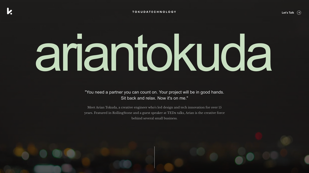 Arian Tokuda: My portfolio website