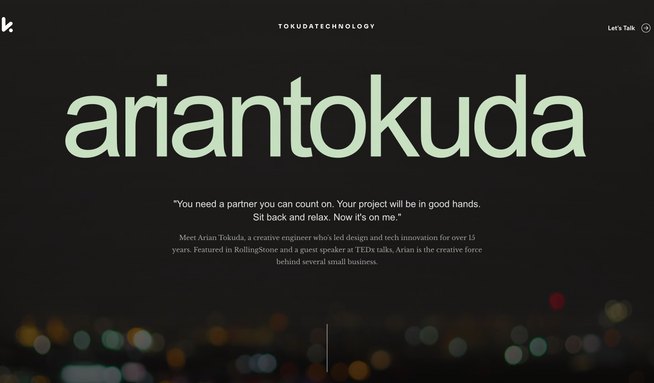 Arian Tokuda: My portfolio website