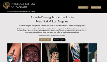 Inkology: Wix Standard Editor Site built to function as two sites in one for their LA and NY studios.