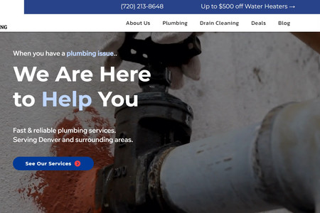 Plumbing Company: Large multi-page advanced website, stacked with SEO to get this plumbing company LEADS!    Notice that we create a separate page for each city, which helps with SEO.  Lots of other SEO tricks were involved as well in this advanced site.  Strategic call-to-action placed throughout the website.