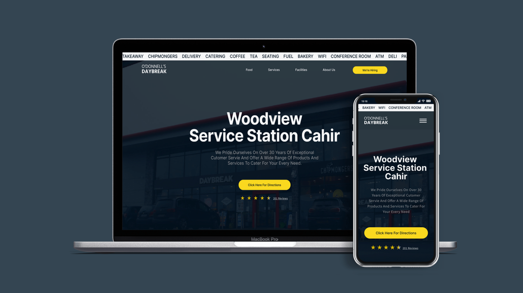 Woodview SS: We designed and developed this website for O'Donnell's, a large Service Station based in Cahir, Co. Tipperary. This project included an updated colour scheme and design to promote new facilities and services within the business. We also worked with the team at O'Donnell's to automate communication for hiring and for customer enquiry. This Website Design and Development project was successfully completed and launched and O'Donnell's is showing a large increase in website visitors.