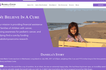 Daniela Conte Foundation | Editor X: 36 Page site with custom ticketing setup, custom sponsorship sales pipeline, custom event type pillar-page development, mobile UI design