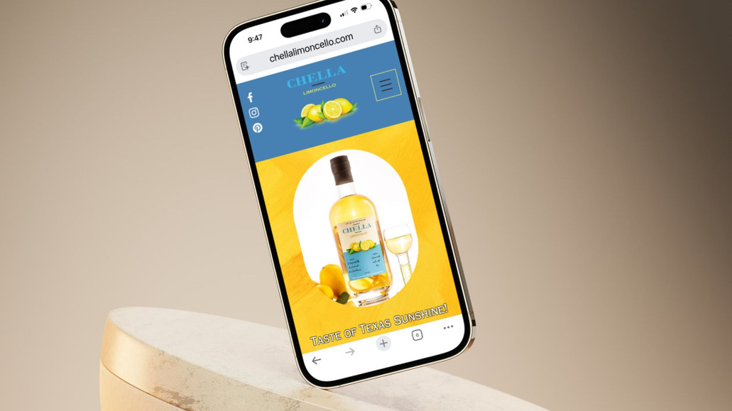 Chella Limoncello: We designed and developed a vibrant website for Chella Limoncello, a startup based in Dallas, Texas, launching a premium limoncello brand. The goal was to capture the bright, citrus-inspired Italian lifestyle associated with the product through bold design elements and a striking blue and yellow color palette. The website was built on Wix and includes an age-verification gateway to comply with alcohol industry requirements while creating an engaging and memorable brand experience.