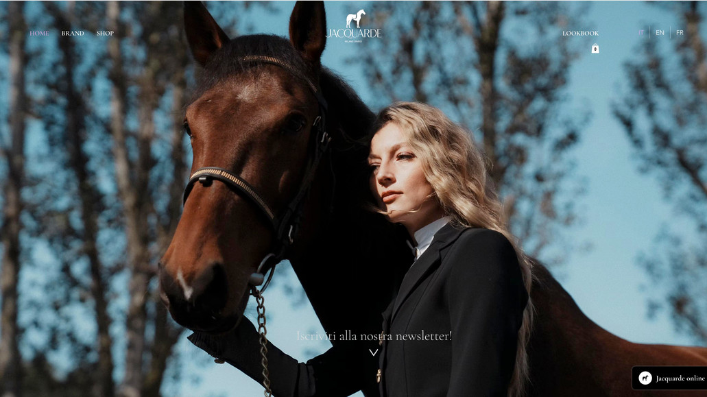 Jacquarde: E-commerce di abbigliamento Luxury per l'Equitazione. Logo design, webdesign, blog magazine, automazioni. 