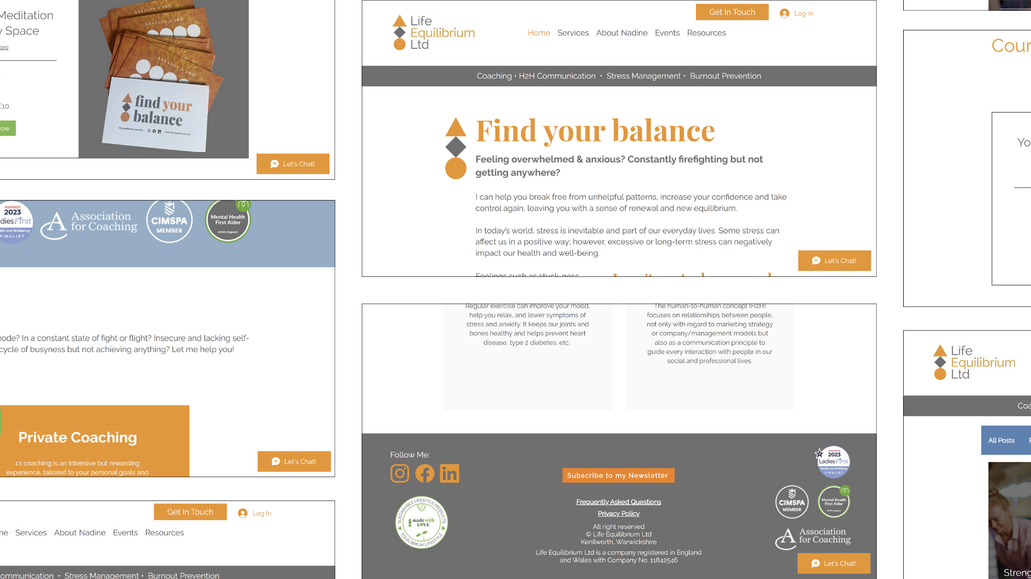 Life Equilibrium : Website redesign:

Graphic design
Content support
Mobile responsiveness
Email configuration
Email campaign setup
Added new service pages
Redesigned pages to be inline with new services
