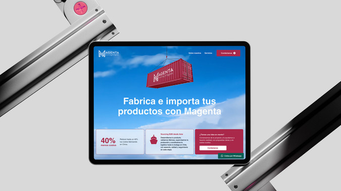 Magenta Importa: Redesign of the corporate site for Magenta, a manufacturing and import company. The challenge was making a multi-stage service legible, so the client wouldn't have to piece it together on their own.

The project didn't end at launch: the site is updated continuously, adding new components and sections as the company grows, all under the same design standard.