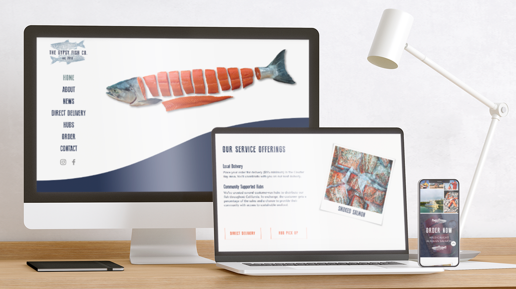 The Gypsy Fish Co.: Creative Compass refreshed The Gypsy Fish Company’s brand with a new logo and website making it feel more authentic to its sustainable salmon roots to Bristol Bay, Alaska. The website integrates with a Wufoo payment form and Google Sheets contact list.  

SERVICES: 
Web Design, Logo Design, Content, SEO