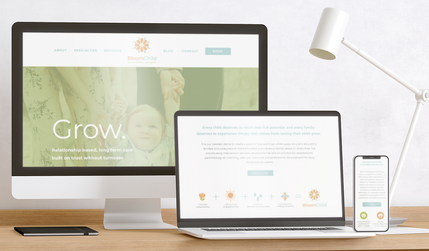 BloomChild: BloomChild Development focuses on early childhood development and needed a playful yet professional brand to communicate that. Creative Compass provided brand design services including the logo, website, and messaging. The site includes an integrated booking platform, blog, and SEO.

SERVICES: 
Logo, Custom Web Design, Business Cards, Content Writing, and SEO
