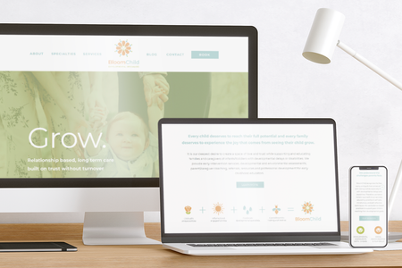BloomChild: BloomChild Development focuses on early childhood development and needed a playful yet professional brand to communicate that. Creative Compass provided brand design services including the logo, website, and messaging. The site includes an integrated booking platform, blog, and SEO.

SERVICES: 
Logo, Custom Web Design, Business Cards, Content Writing, and SEO