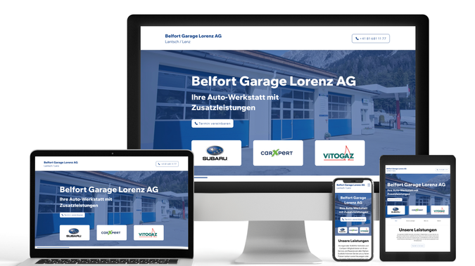 Belfort Garage Loren: Erstellung einer neuen, responsiven Webseite mit integrierter SEO-Optimierung. Zusätzlich können die Inhalte durch die Belfort Garage Lorenz AG selbstständig bearbeitet und einfach aktualisiert werden.