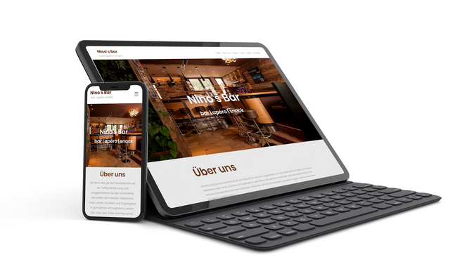 Nino's Bar: Erstellung und regelmäßige Pflege der Webseite der Nino's Bar in Lenzerheide. Wir haben für eine ansprechende Gestaltung gesorgt und aktualisieren die Seite regelmässig. Zudem erstellen wir das Design von Werbematerialien und organisieren die Bestellung.