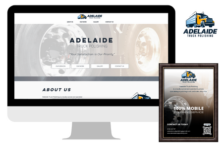 Ade Truck Polishing: Redesigned landing page for website and created a custom logo. Designed, printed and delivered custom business cards along with promotional posters and flyers.